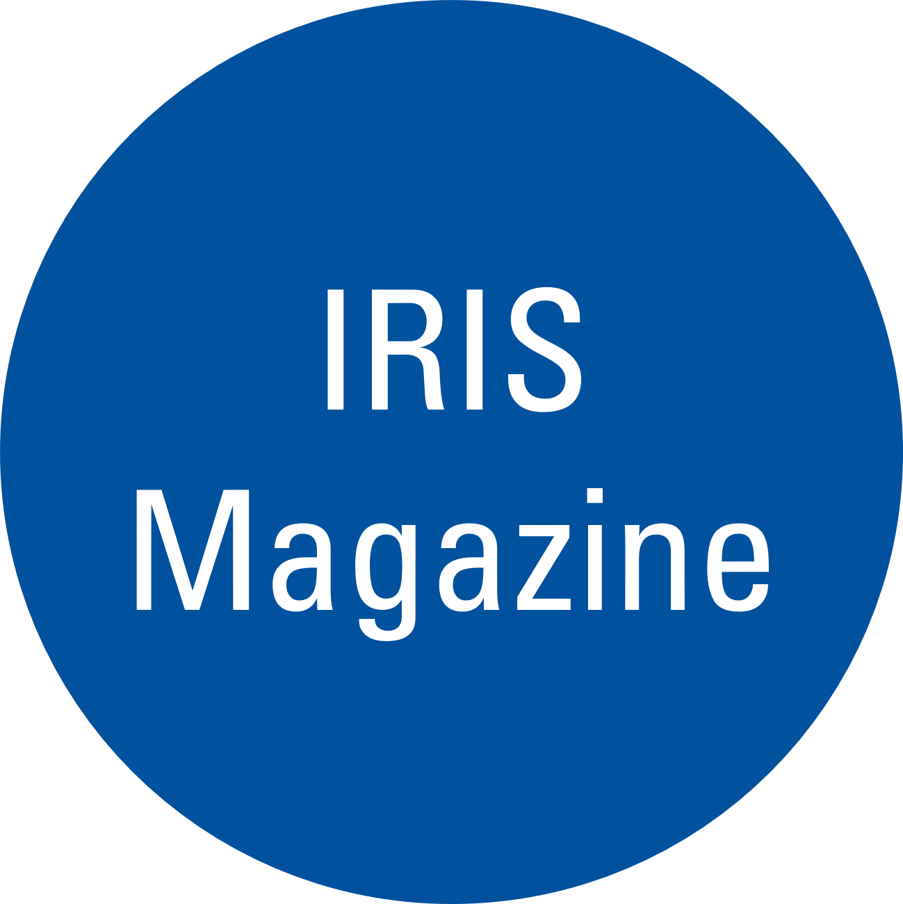 Blue circle with the text "IRIS Magazine"