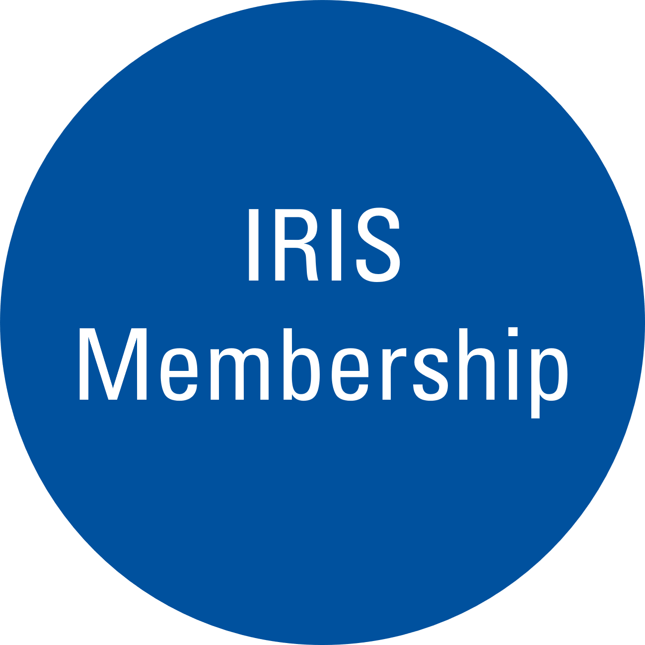 Blue circe with text "IRIS Membership"